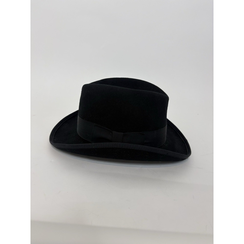 Vintage Golden Gate Hat Company LA Mens Black Wool Godfather Fedora Hat Sz 7 5/8 - Picture 2 of 10